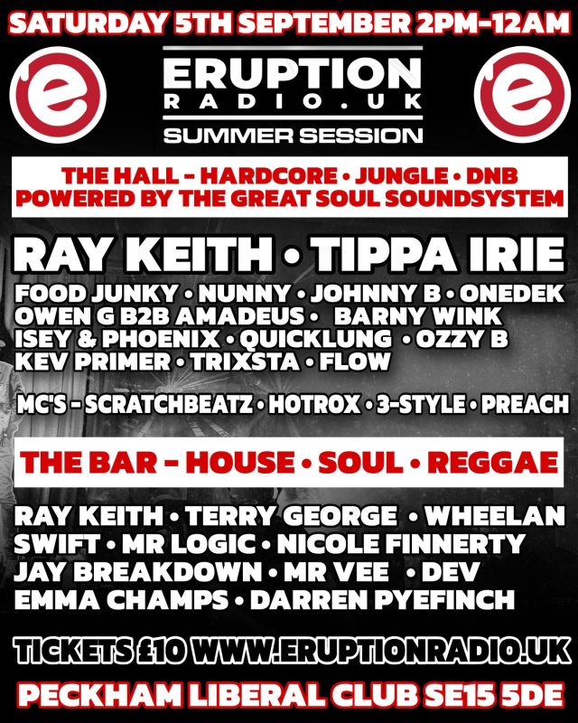 5th September: Eruptionites ASSEMBLE. Two rooms of great tunes from our amazing DJs plus lots of lovely lovely Eruption family all in the same room. What could be finer? Tickets £10 from www.eruptionradio.uk Tomorrow: in the meantime catch me on the mighty @eruptionradiouk for two hours of super summer soul and house plus a bit of chat. 8am to 10am, right before @terrygeorgedj at 10am. Be there!